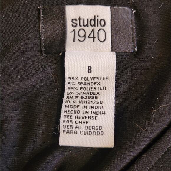 Studio 1940 Black Polka Dot Fit & Flare Midi Dress Size 8 Modest Church Career - Picture 4 of 9